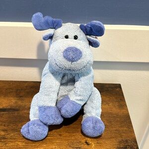 TY Pluffies Blue Moose BLOOSE Lovey Plush Beanie 2006 Plastic Eyes TyLux No Tag